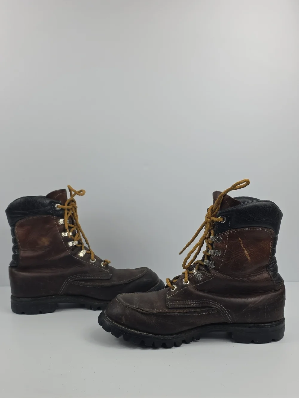 Vintage Chippewa Brown Leather Men's Work Boots Size 9 E